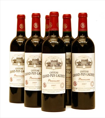 Lot 254 - Château Grand-Puy-Lacoste, Pauillac, 5th growth, 2007, six bottles