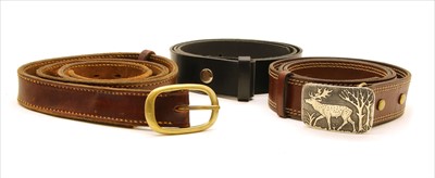 Lot 1148 - Three gentleman's leather belts, to include a brown leather belt, possibly by Harry Boden