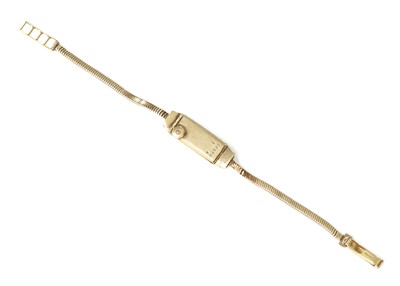 Lot 132 - A ladies' 9ct gold Art Deco LeCoultre 'Duoplan' rear wind mechanical strap watch