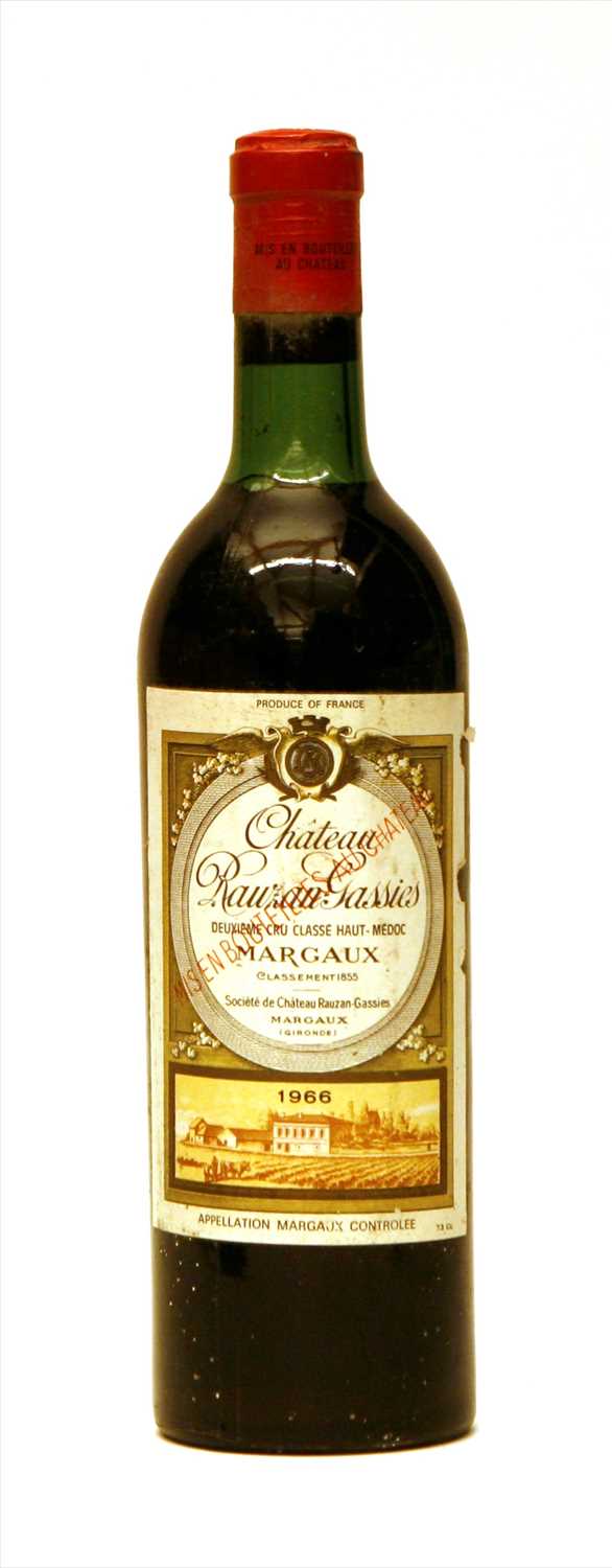 Lot 247 - Château Rauzan-Gassies, Margaux, 2nd growth, 1966, one bottle