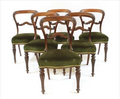 Lot 502 - A set of six William IV mahogany balloon back dining chairs