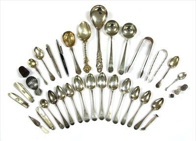 Lot 92 - A collection of predominately 19th Century English silver flatware