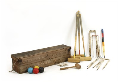 Lot 247 - A Jaques croquet set in original pine box