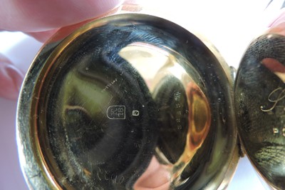 Lot 336 - A Swiss 18ct gold quarter repeater side wind half hunter pocket watch