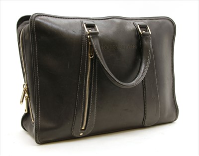 Lot 432 - A Louis Vuitton black leather travel bag/laptop case