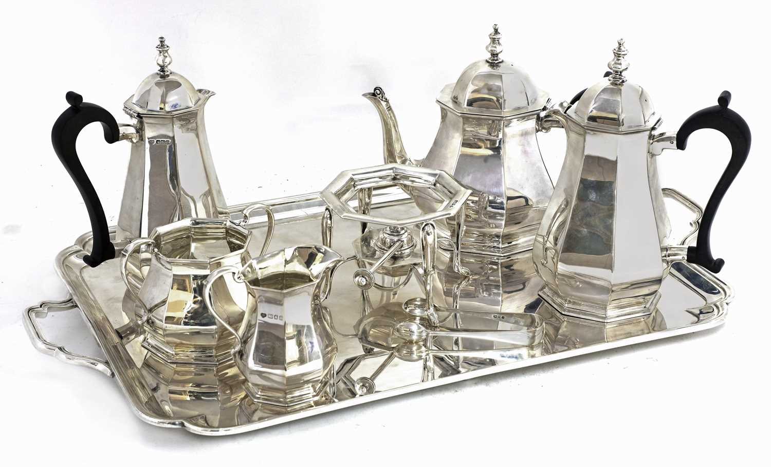 Lot 56 - An extensive George V hallmarked silver tea and coffee set