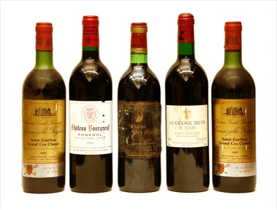 Lot 229 - Assorted to include: Château Bourgneuf, Pomerol, 1998, one bottle and four others