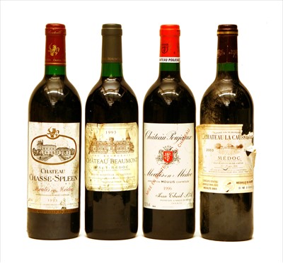Lot 202 - Assorted to include: Château Poujeaux, 1996, one bottle and three others