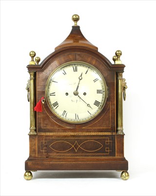 Lot 398 - A large Regency mahogany and boxwood line inlaid bracket clock