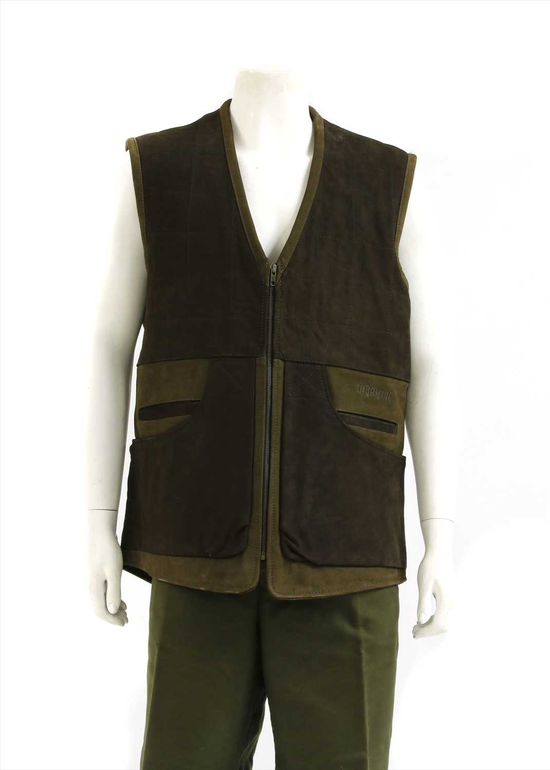 Lot 1160 - A Harkila gentleman's green and leather brown sporting waistcoat