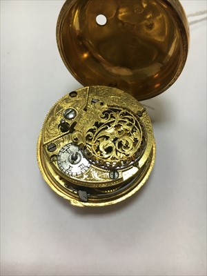 Lot 89 - A George II silver gilt pair cased pocket watch