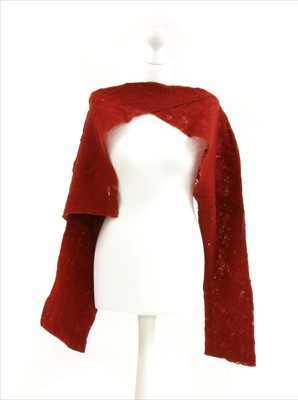 Lot 1080 - A Comme des Garcons red knitted stole