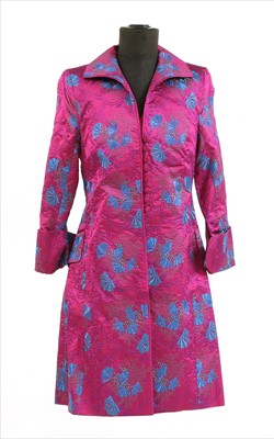 Lot 1092 - A Favourbrook fuchsia pink embroidered silk coat and dress