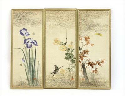 Lot 527A - Three Japanese flower paintings