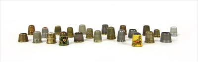 Lot 92 - A collection of metal and bone china thimbles