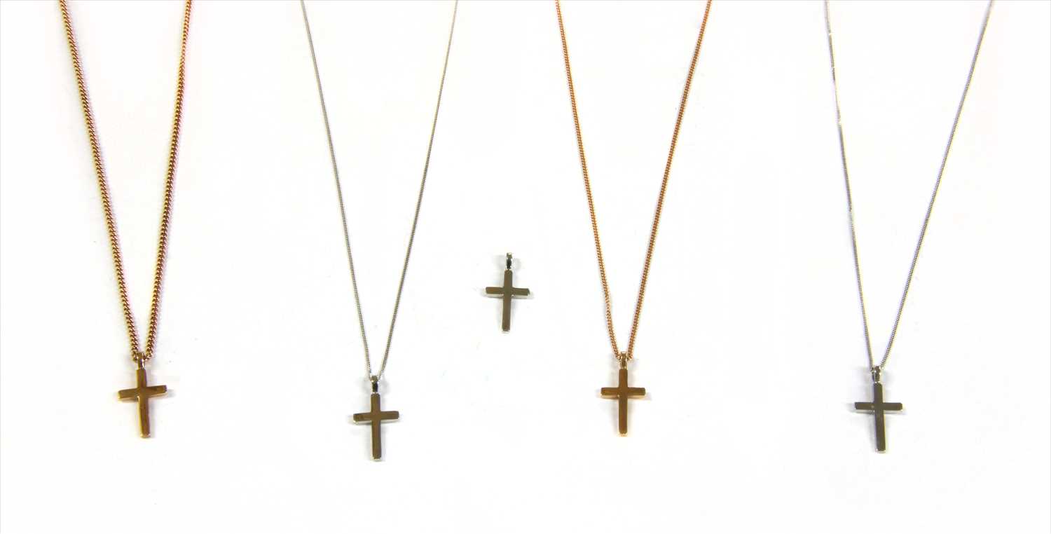 Lot 8 - An 18ct white gold diamond cross and chain