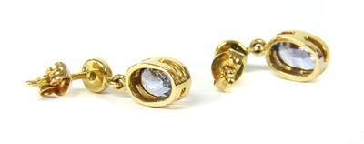 Lot 65 - A pair of 18ct gold sapphire and diamond earrings