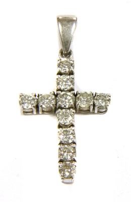 Lot 71 - An 18ct white gold diamond set Latin cross