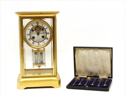 Lot 405 - A French four glass mantel clock