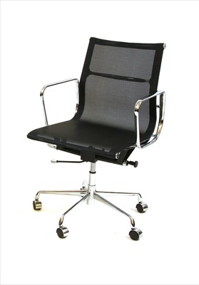 Lot 460 - An Eames black mesh and chrome office chair