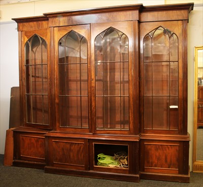 Lot 601 - A 19th century four door breakfront bookcase