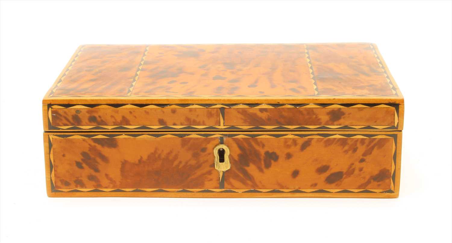 Lot 285 - An Anglo-Indian tortoiseshell and parquetry inlaid sewing or work box