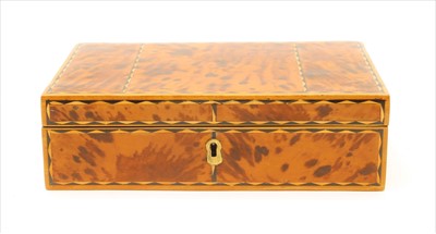 Lot 285 - An Anglo-Indian tortoiseshell and parquetry inlaid sewing or work box