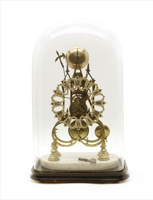 Lot 404 - A Victorian brass skeleton clock
