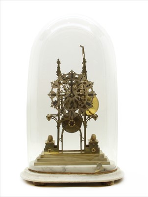 Lot 413 - A Victorian brass skeleton clock