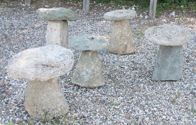 Lot 116 - Five stone and concrete staddle stones