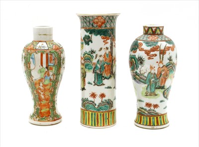 Lot 286 - Three Chinese famille verte vases