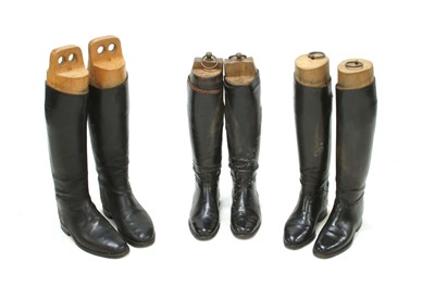 Lot 521 - Three pairs of black hunting boots