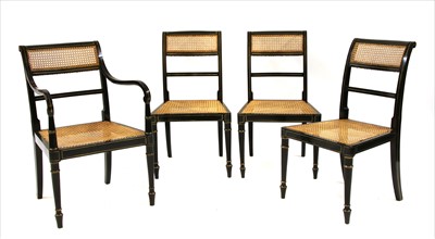 Lot 480 - A set of four painted Regency style chairs