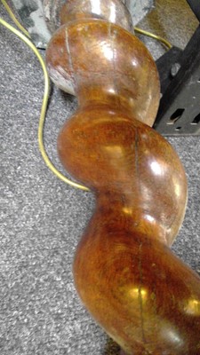 Lot 281 - A pair of walnut barley-twist carved column lamps