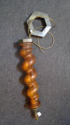 Lot 281 - A pair of walnut barley-twist carved column lamps
