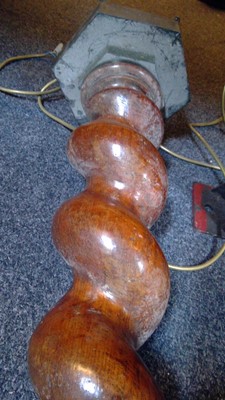 Lot 281 - A pair of walnut barley-twist carved column lamps