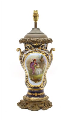 Lot 360 - A Continental porcelain lamp base