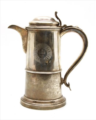 Lot 138 - A 19th century Sheffield plate lidded jug