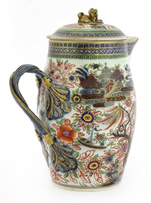 Lot 214 - A Chinese porcelain clobbered pitcher