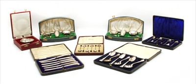Lot 121 - Seven various cased sets of silver