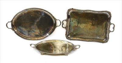 Lot 336 - Three Victorian silver plated two handled trays
