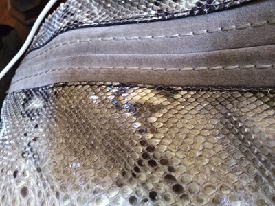 Lot 427 - A Jimmy Choo python skin and suede 'Saba' hobo bag