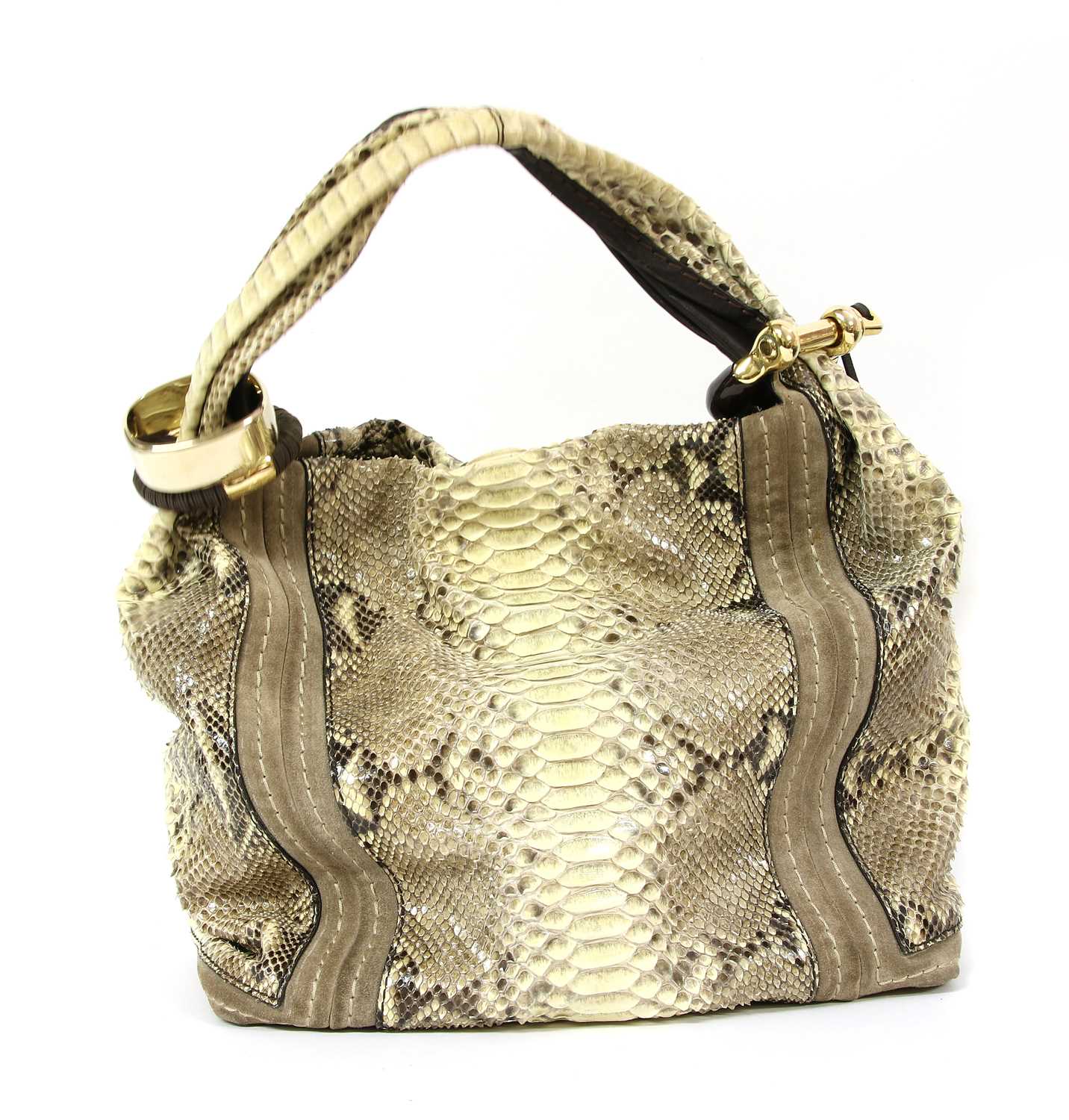 A Jimmy Choo python skin and suede 'Saba' hobo bag,