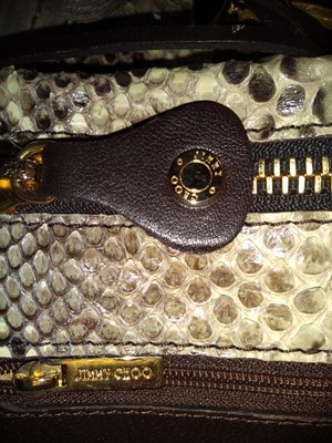 Lot 427 - A Jimmy Choo python skin and suede 'Saba' hobo bag