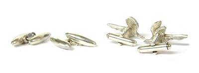 Lot 34 - A pair of sterling silver pheasant in flight cufflinks