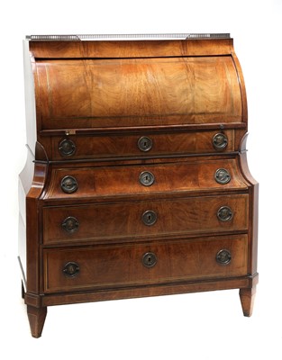 Lot 549 - A French walnut cylinder bureau