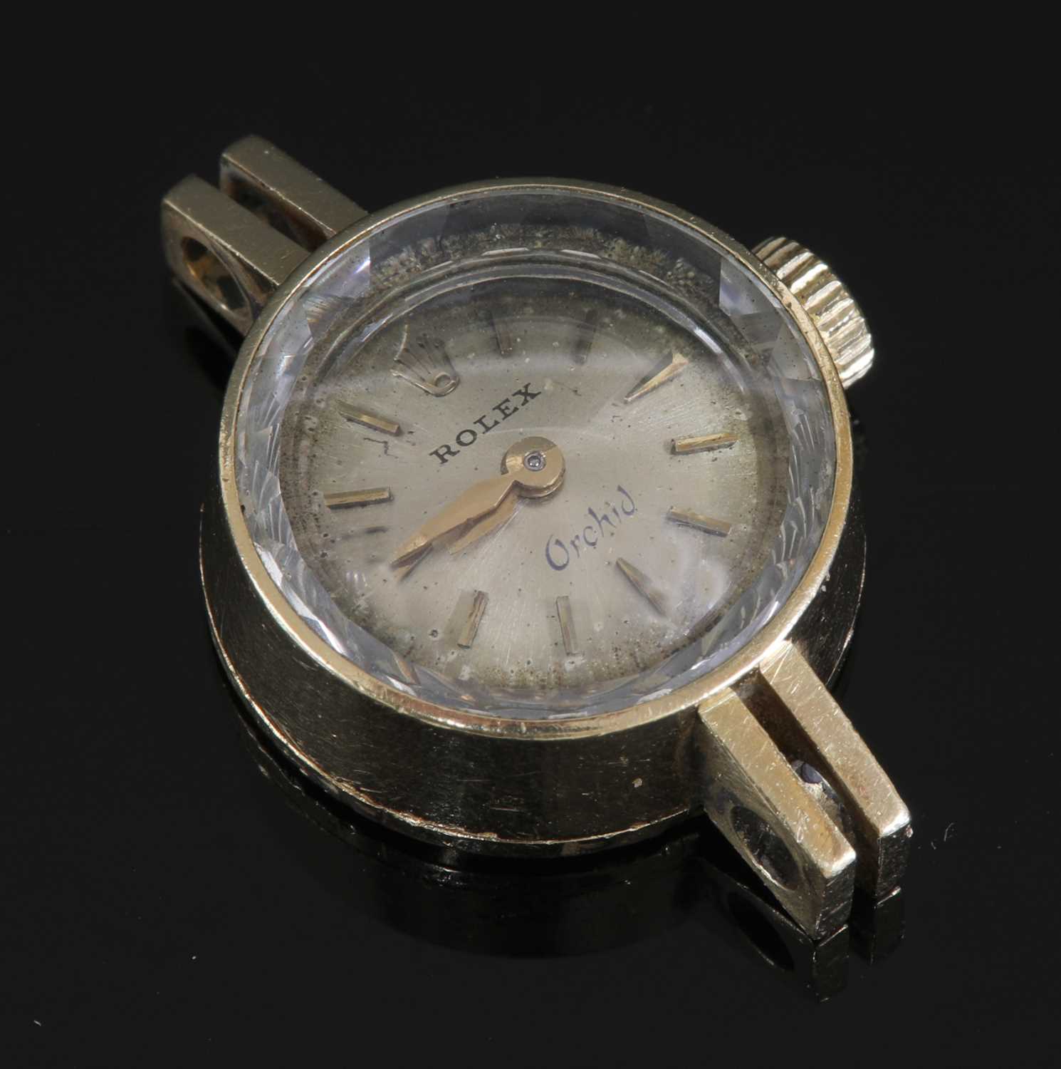 Lot 348 - A ladies' 18ct gold Rolex 'Orchid' mechanical strap watch