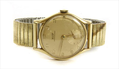 Lot 195 - A gentlemen's 14ct gold Tissot Antimagnetique mechanical bracelet watch