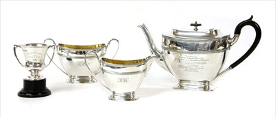 Lot 183 - A three piece silver tea set