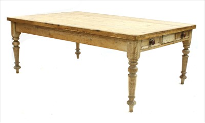 Lot 444 - A large Victorian pine farmhouse table